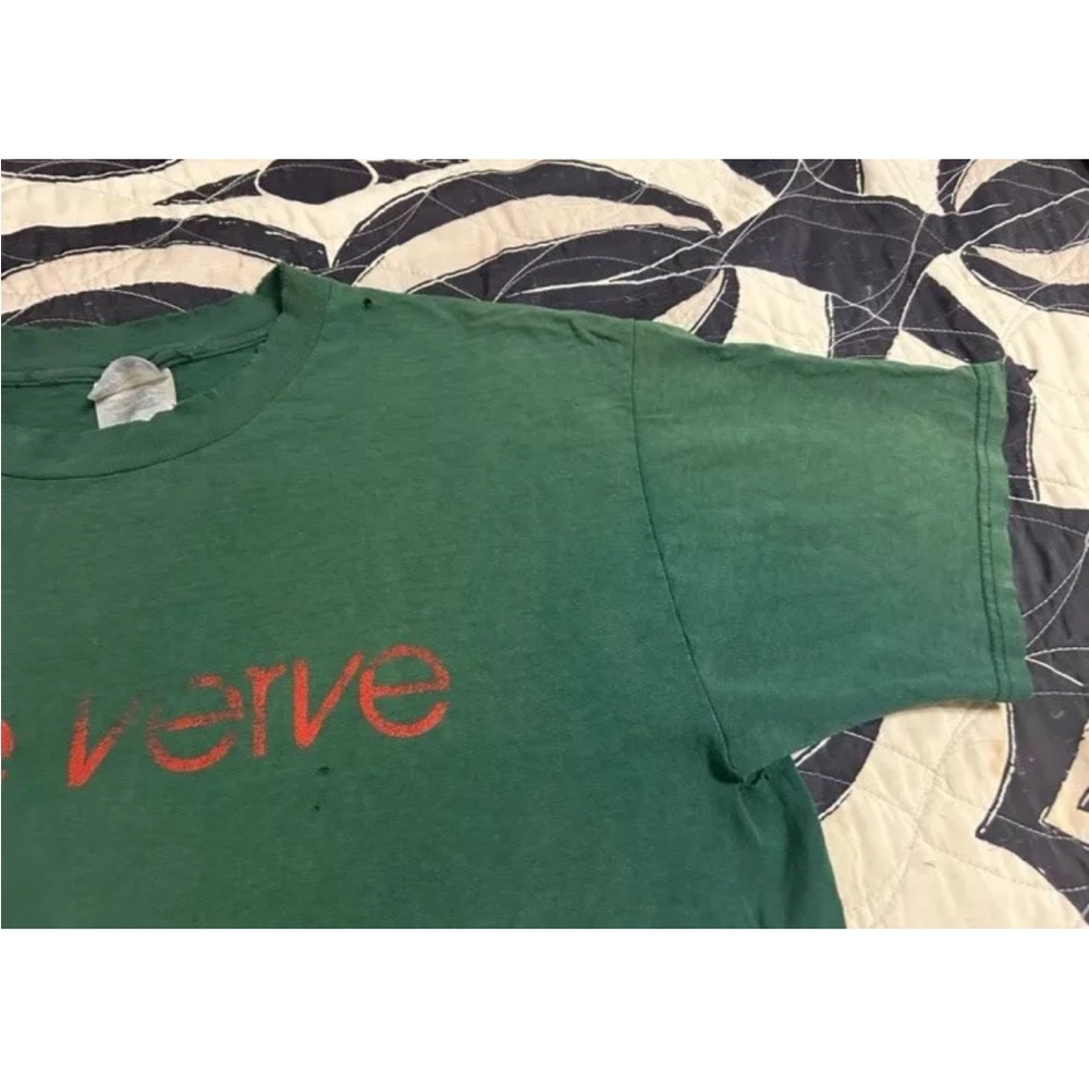 SOLD❤️ THE VERVE VTG 90s RARE❗️Band Tee T Shirt Green Vintage - Picture 8 of 11